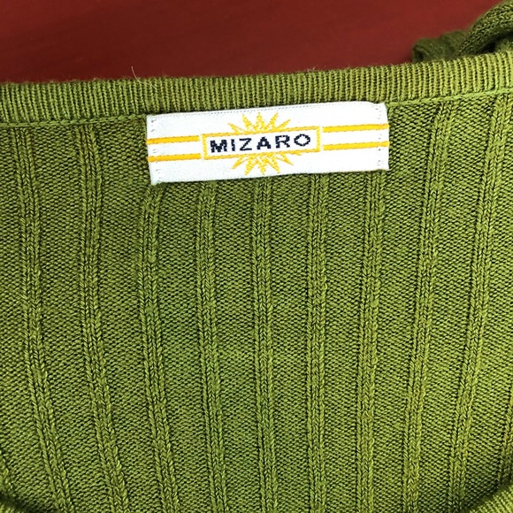 Mizaro Vneck Green Rib Knit Sweater - Picture 5 of 6
